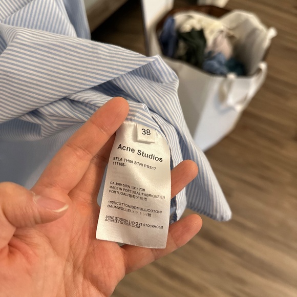 ACNE STUDIOS Printed striped cotton-poplin shirt size 38 / US 2-4 - Picture 4 of 7